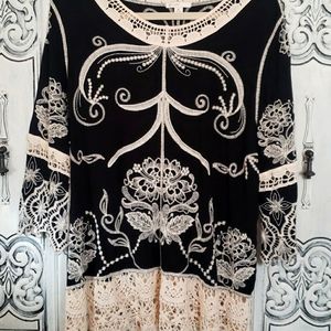 Black boho crochet top xl cato